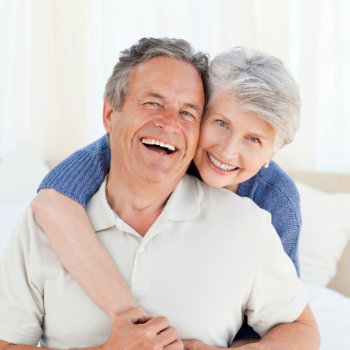 Senior couple looking at the camera